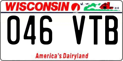 WI license plate 046VTB