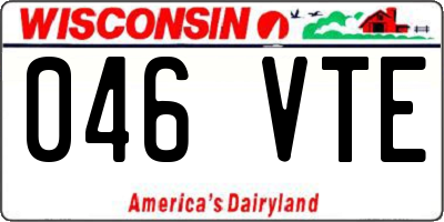 WI license plate 046VTE