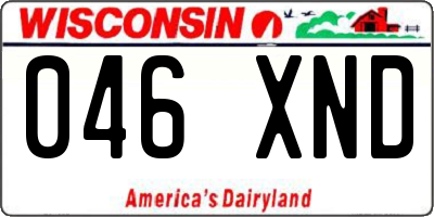 WI license plate 046XND