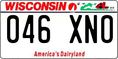 WI license plate 046XNO