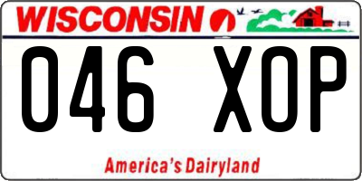 WI license plate 046XOP