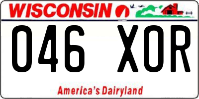 WI license plate 046XOR