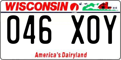 WI license plate 046XOY