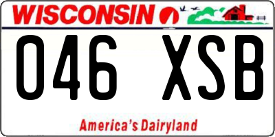 WI license plate 046XSB