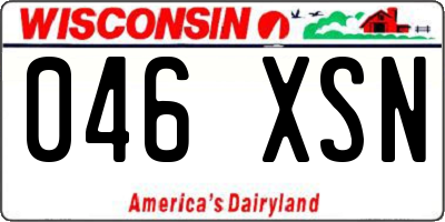 WI license plate 046XSN