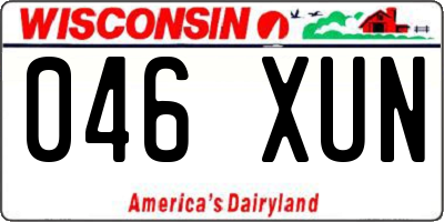 WI license plate 046XUN