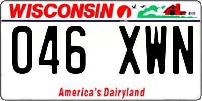 WI license plate 046XWN