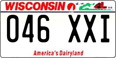 WI license plate 046XXI