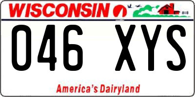 WI license plate 046XYS