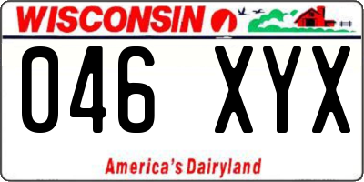 WI license plate 046XYX