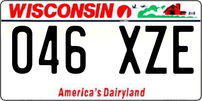 WI license plate 046XZE