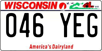 WI license plate 046YEG