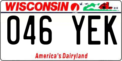 WI license plate 046YEK