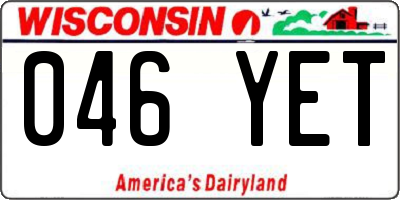 WI license plate 046YET