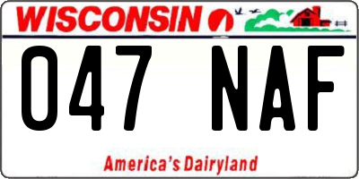WI license plate 047NAF