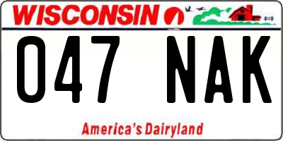 WI license plate 047NAK