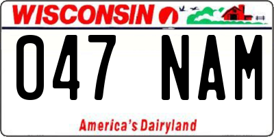 WI license plate 047NAM