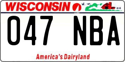 WI license plate 047NBA