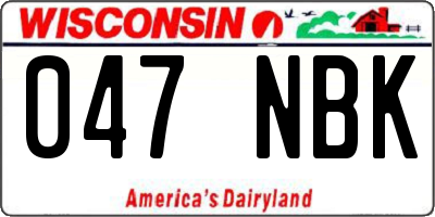 WI license plate 047NBK