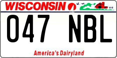 WI license plate 047NBL