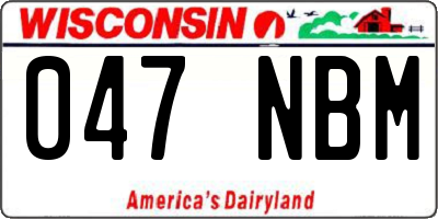 WI license plate 047NBM