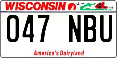 WI license plate 047NBU