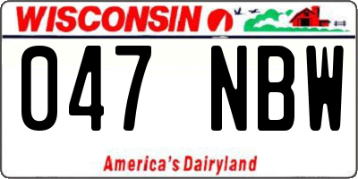 WI license plate 047NBW