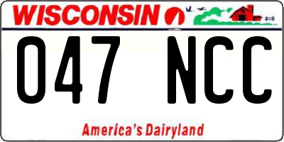 WI license plate 047NCC