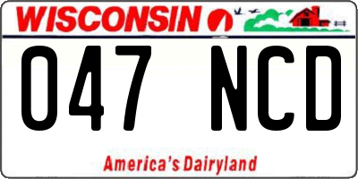 WI license plate 047NCD