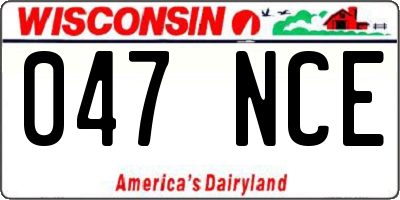 WI license plate 047NCE