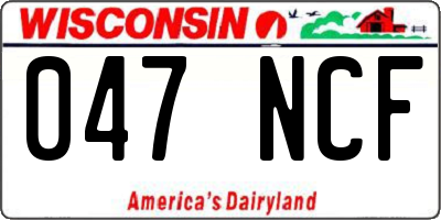 WI license plate 047NCF