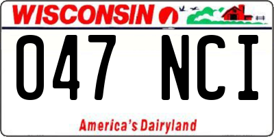 WI license plate 047NCI
