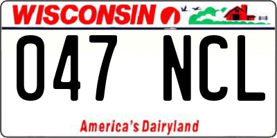 WI license plate 047NCL