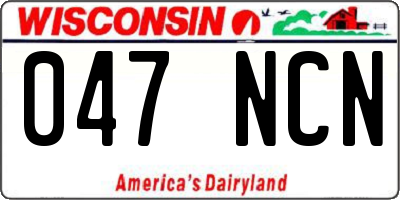 WI license plate 047NCN
