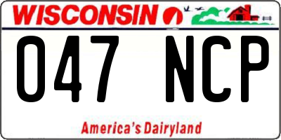 WI license plate 047NCP