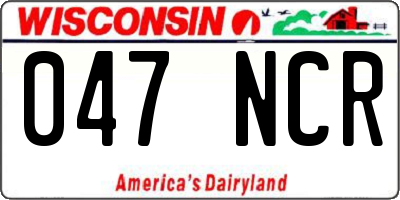 WI license plate 047NCR