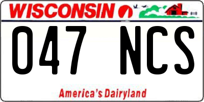 WI license plate 047NCS