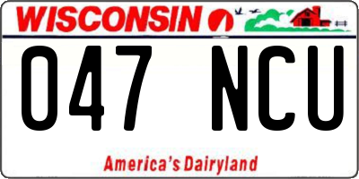WI license plate 047NCU