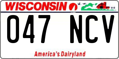 WI license plate 047NCV