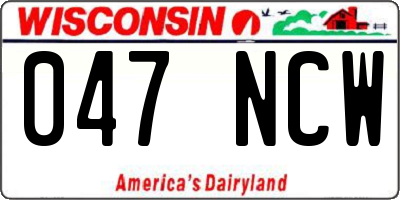 WI license plate 047NCW