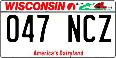 WI license plate 047NCZ