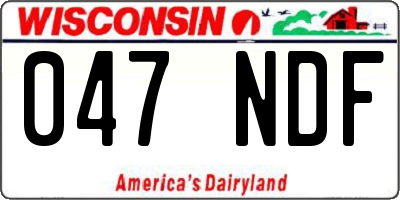 WI license plate 047NDF