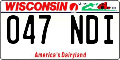 WI license plate 047NDI
