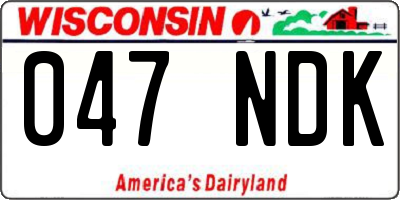 WI license plate 047NDK
