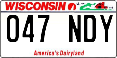 WI license plate 047NDY