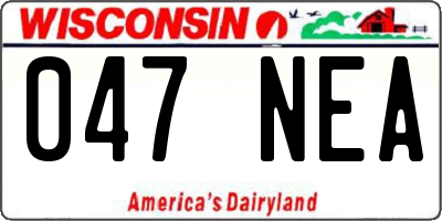 WI license plate 047NEA