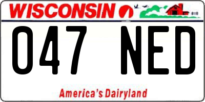 WI license plate 047NED