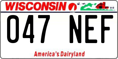WI license plate 047NEF