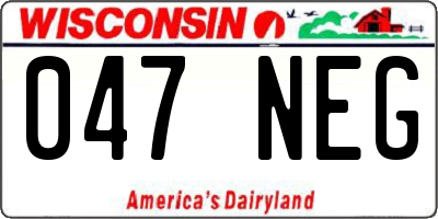 WI license plate 047NEG