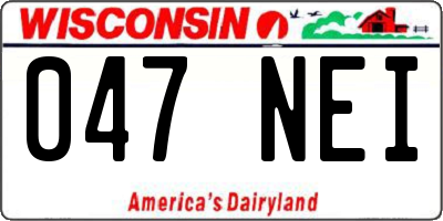WI license plate 047NEI